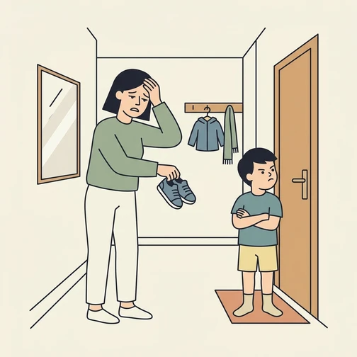 A parent and child working through a shared activity in a calm room